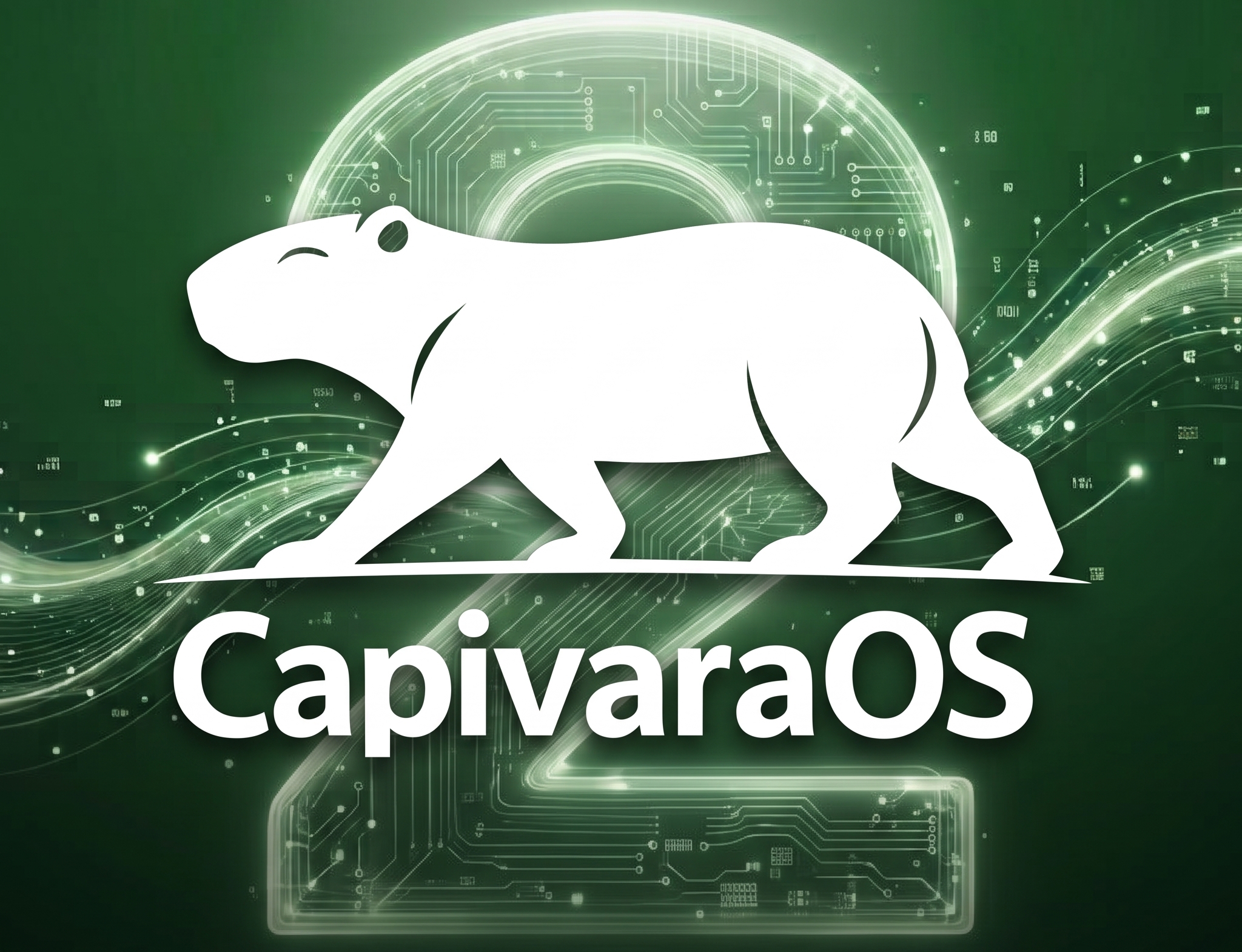 CapivaraOS Série 2 — capivara sobre o número 2 com textura de circuito